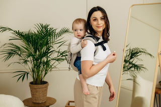 Wrap conversion waist-less onbuhimo baby backpack carrier Onbuhimo PRO in cotton broken twill weave design Peanut Butter