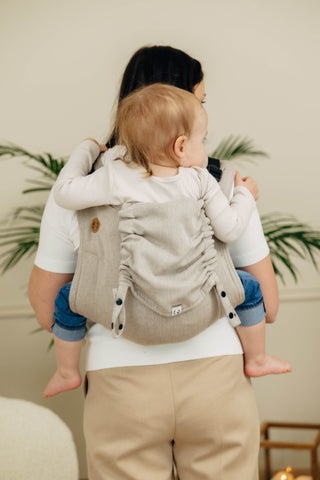 Wrap conversion waist-less onbuhimo baby backpack carrier Onbuhimo PRO in cotton broken twill weave design Peanut Butter