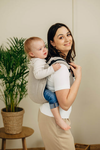 Wrap conversion waist-less onbuhimo baby backpack carrier Onbuhimo PRO in cotton broken twill weave design Peanut Butter
