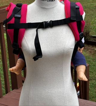 Wrap conversion waist-less onbuhimo baby backpack carrier available in 2 sizes for children from 6mon to 3 years old in cotton woven design Sedona, a herringbone weave in red and orange