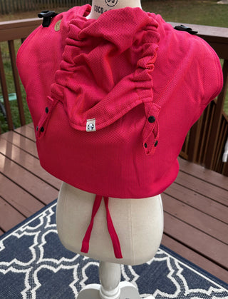 Preschool size wrap conversion waist-less onbuhimo baby backpack carrier for children from 3-7 years old in cotton woven design Sedona, a herringbone weave in red and orange