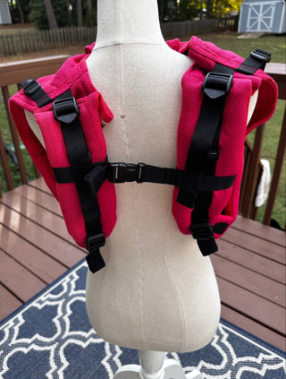 Preschool size wrap conversion waist-less onbuhimo baby backpack carrier for children from 3-7 years old in cotton woven design Sedona, a herringbone weave in red and orange