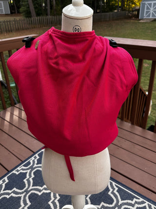 Preschool size wrap conversion waist-less onbuhimo baby backpack carrier for children from 3-7 years old in cotton woven design Sedona, a herringbone weave in red and orange