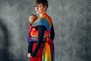 Long woven baby wrap baby carrier in design Rainbow Lotus