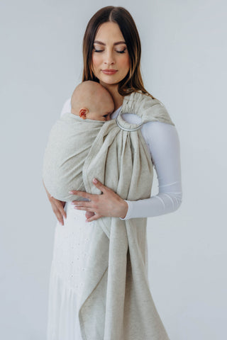 Wrap conversion baby carrier ring sling in luxury fabric blend (cotton/hemp/lyocell) design Airy