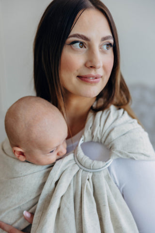 Wrap conversion baby carrier ring sling in luxury fabric blend (cotton/hemp/lyocell) design Airy