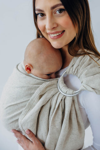 Wrap conversion baby carrier ring sling in luxury fabric blend (cotton/hemp/lyocell) design Airy