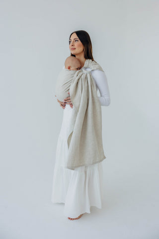 Wrap conversion baby carrier ring sling in luxury fabric blend (cotton/hemp/lyocell) design Airy