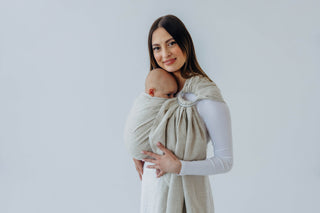 Wrap conversion baby carrier ring sling in luxury fabric blend (cotton/hemp/lyocell) design Airy