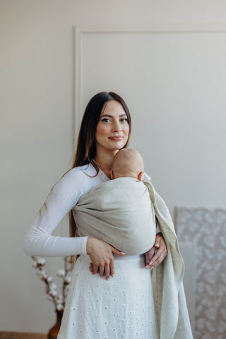 Wrap conversion baby carrier ring sling in luxury fabric blend (cotton/hemp/lyocell) design Airy
