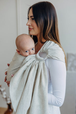 Wrap conversion baby carrier ring sling in luxury fabric blend (cotton/hemp/lyocell) design Airy
