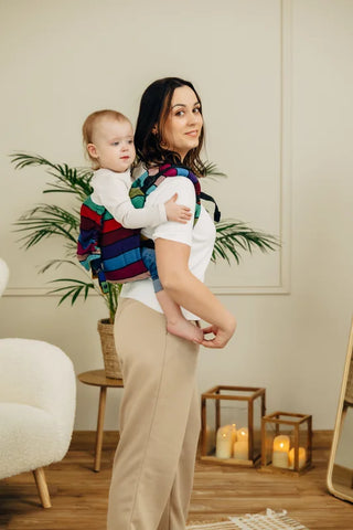 Lenny Lamb Onbuhimo PRO Toddler - Carousel of Colors - Back Carry - Side View
