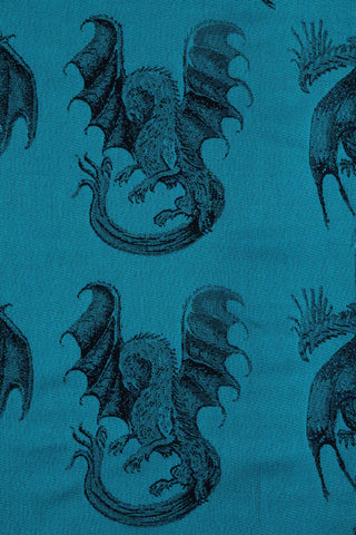 STANDARD SIDE - LennyLamb Limited Edition Dragons - Deepwater design baby wrap fabric sample, available at mama-roo.com