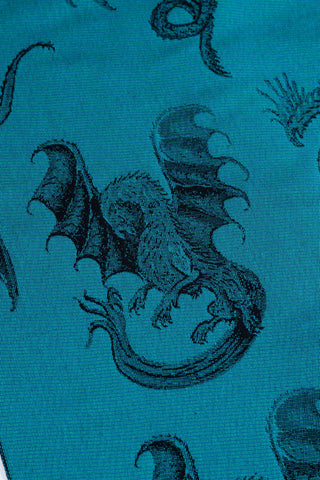 STANDARD SIDE - LennyLamb Limited Edition Dragons - Deepwater design baby wrap fabric sample, available at mama-roo.com