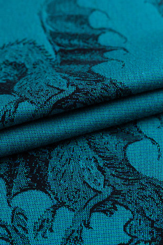 STANDARD SIDE - LennyLamb Limited Edition Dragons - Deepwater design baby wrap fabric sample, available at mama-roo.com