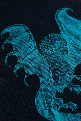 REVERSE SIDE - LennyLamb Limited Edition Dragons - Deepwater design baby wrap fabric sample, available at mama-roo.com