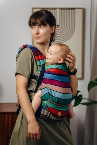LennyLight wrap conversion soft structured baby backpack carrier (SSC) for children from newborn to 3yrs+ in design Carousel of Colors