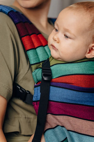 LennyLight wrap conversion soft structured baby backpack carrier (SSC) for children from newborn to 3yrs+ in design Carousel of Colors