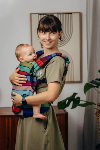 LennyLight wrap conversion soft structured baby backpack carrier (SSC) for children from newborn to 3yrs+ in design Carousel of Colors