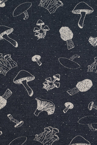 REVERSE SIDE - LennyLamb Limited Edition Mushrooms Morel design baby wrap fabric sample, available at mama-roo.com. 