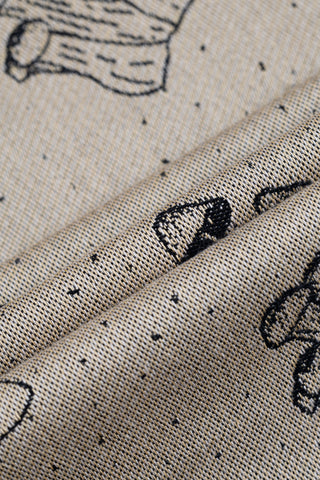 STANDARD SIDE - LennyLamb Limited Edition Mushrooms Morel design baby wrap fabric sample, available at mama-roo.com