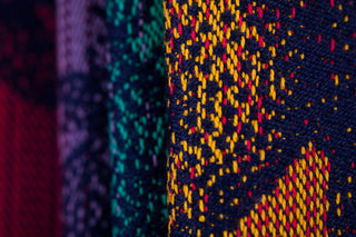 Closeup of long woven wrap in upgraded Jacquard weave design Jurassic Park - New Era