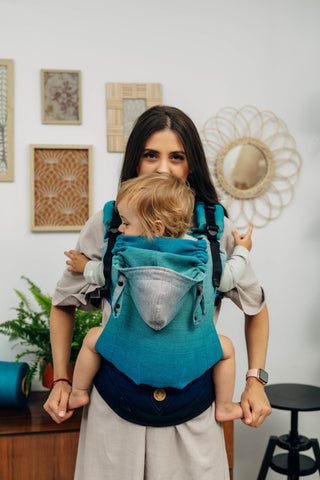 LennyGo wrap conversion soft structured baby carrier ergonomic baby backpack (SSC) in print Airglow