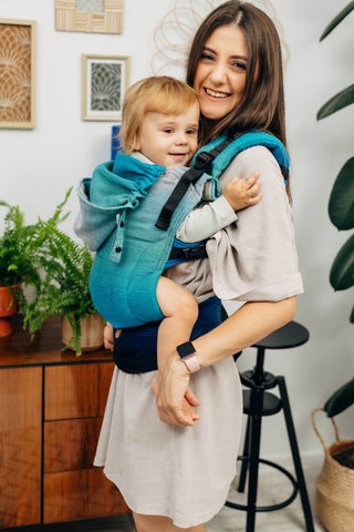 LennyGo wrap conversion soft structured baby carrier ergonomic baby backpack (SSC) in print Airglow