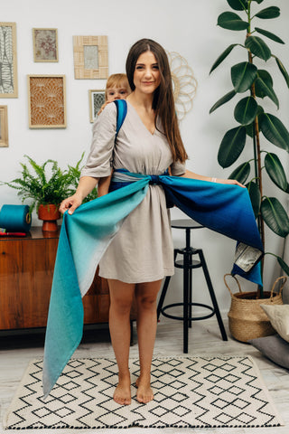 Lenny Hybrid wrap conversion half buckle meh dai baby carrier in print Airglow