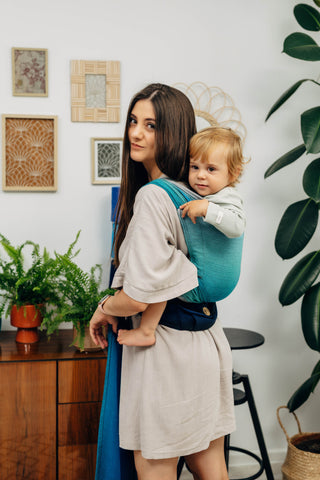 Lenny Hybrid wrap conversion half buckle meh dai baby carrier in print Airglow