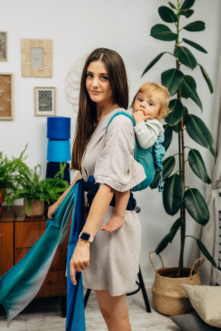 Lenny Hybrid wrap conversion half buckle meh dai baby carrier in print Airglow