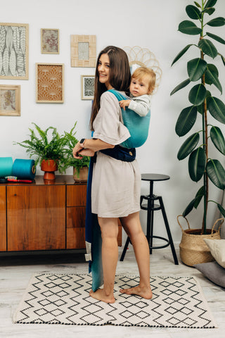 Lenny Hybrid wrap conversion half buckle meh dai baby carrier in print Airglow