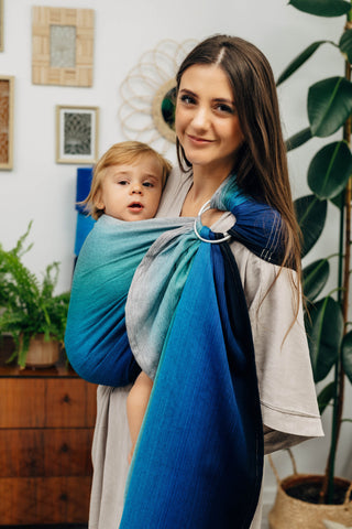 Wrap conversion ring sling baby carrier in design Airglow