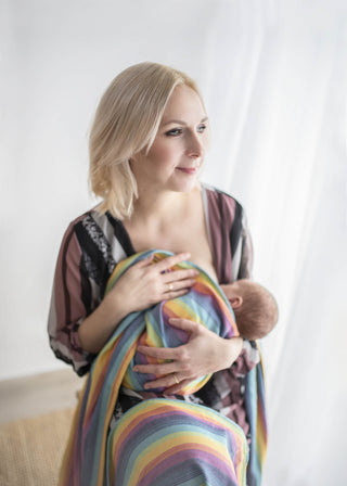 Long woven wrap for preemies in print Luna