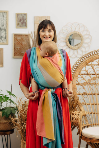 Long woven baby wrap in print Pastels