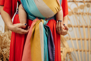 Long woven baby wrap in print Pastels