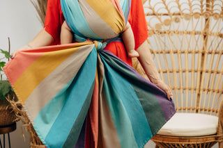 Long woven baby wrap in print Pastels