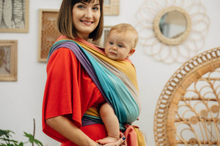 Long woven baby wrap in print Pastels