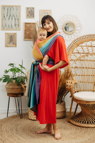 Long woven baby wrap in print Pastels